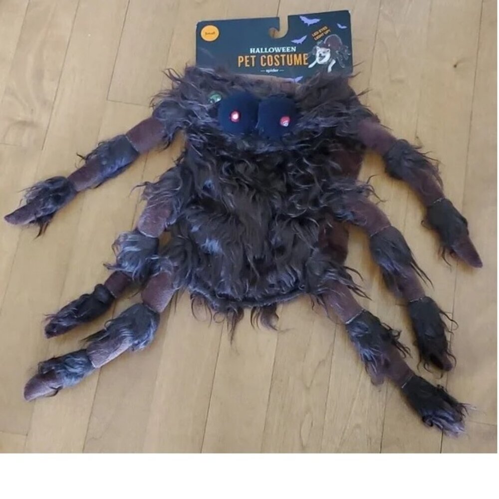 Dog Cat Halloween Costume SPIDER Light Up LED Eyes Size Small Med Brown NWT